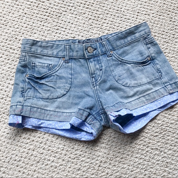 hemmed jean shorts